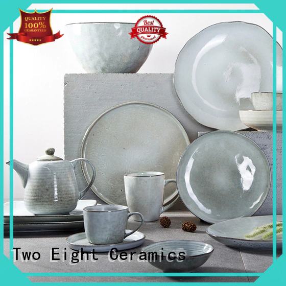 Two Eight german style unbreakable restaurant plates customized for kitchen